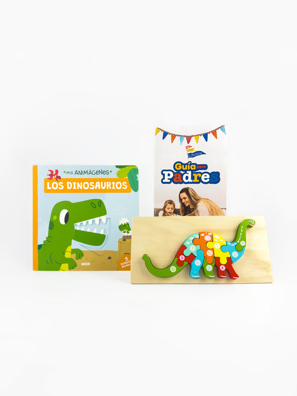 Caja de juegos de dinosaurios para estimular la coordinación/Aprender sobre dinosaurios jugando